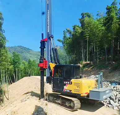 Excavator-modified Rotary Drilling Rig Worksite